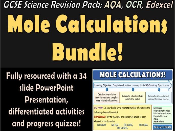 Mole Calculations GCSE Chemistry Revision Bundle