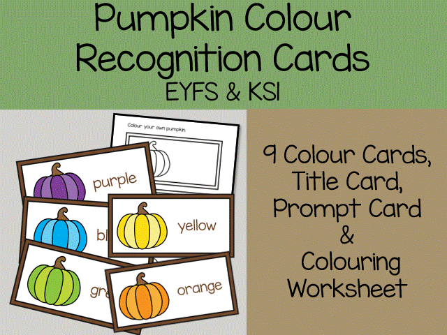 Pumpkin Colour Cards for Autumn Classroom Learning EYFS KS1 Display