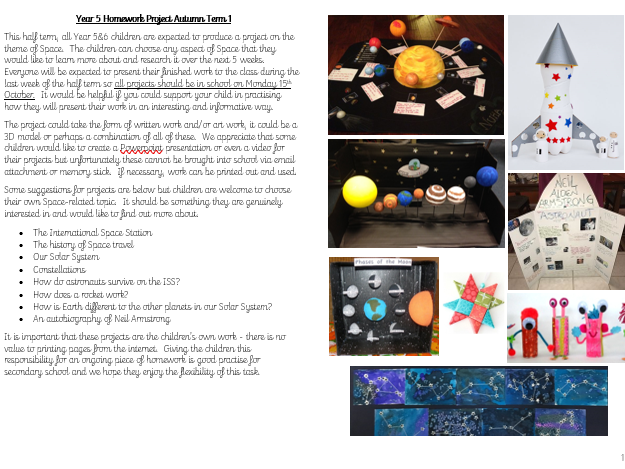 SPACE Homework Activities