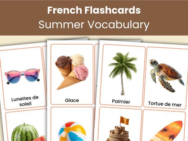 French Summer Flashcards | 52 Printable Vocabulary Cards
