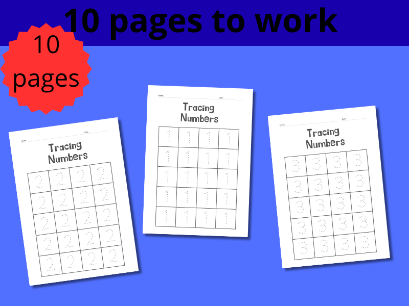 Number Tracing Worksheets 0-9 | Dotted Numbers for Preschool & Kindergarten Math