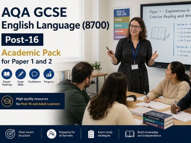 AQA GCSE English Language (8700)  Post-16  Academic Pack for Paper 1 and 2