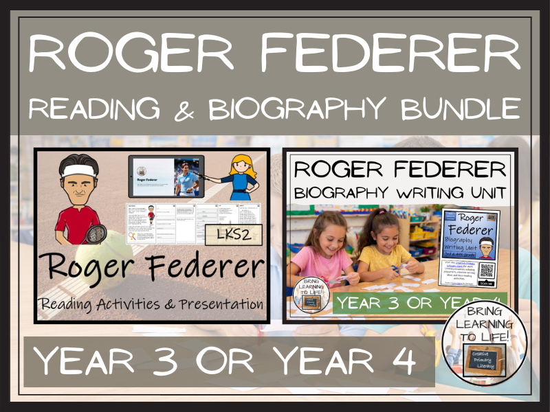 Roger Federer Reading Comprehension & Biography Bundle | LKS2
