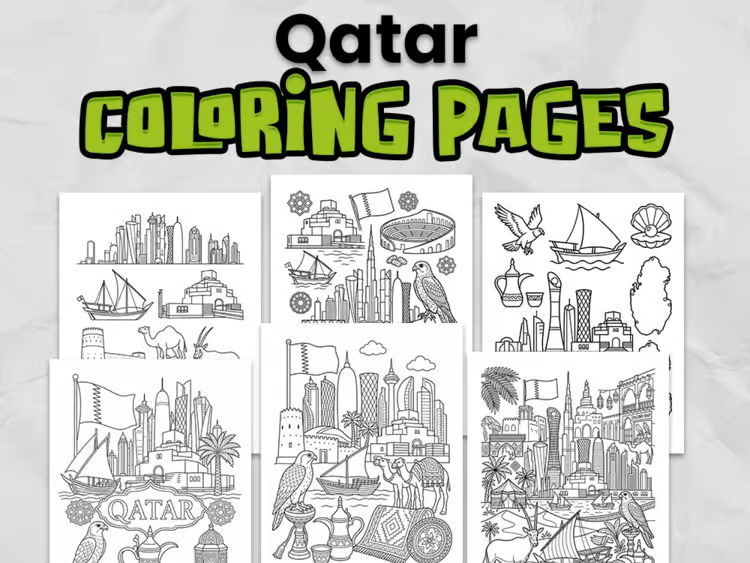 Qatar Colouring Pages | Qatar Country Study | Geography Activity for KS1 & KS2