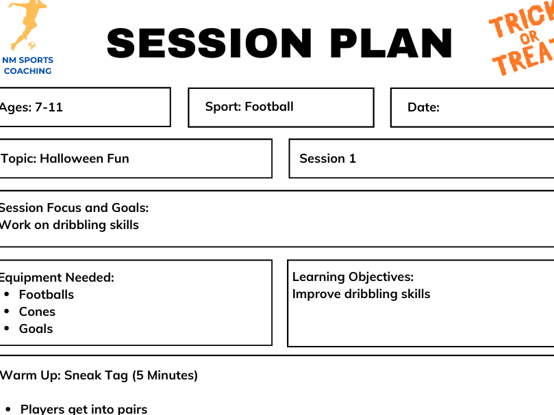 Halloween Fun Football Dribbling Session (Ages 7–11)