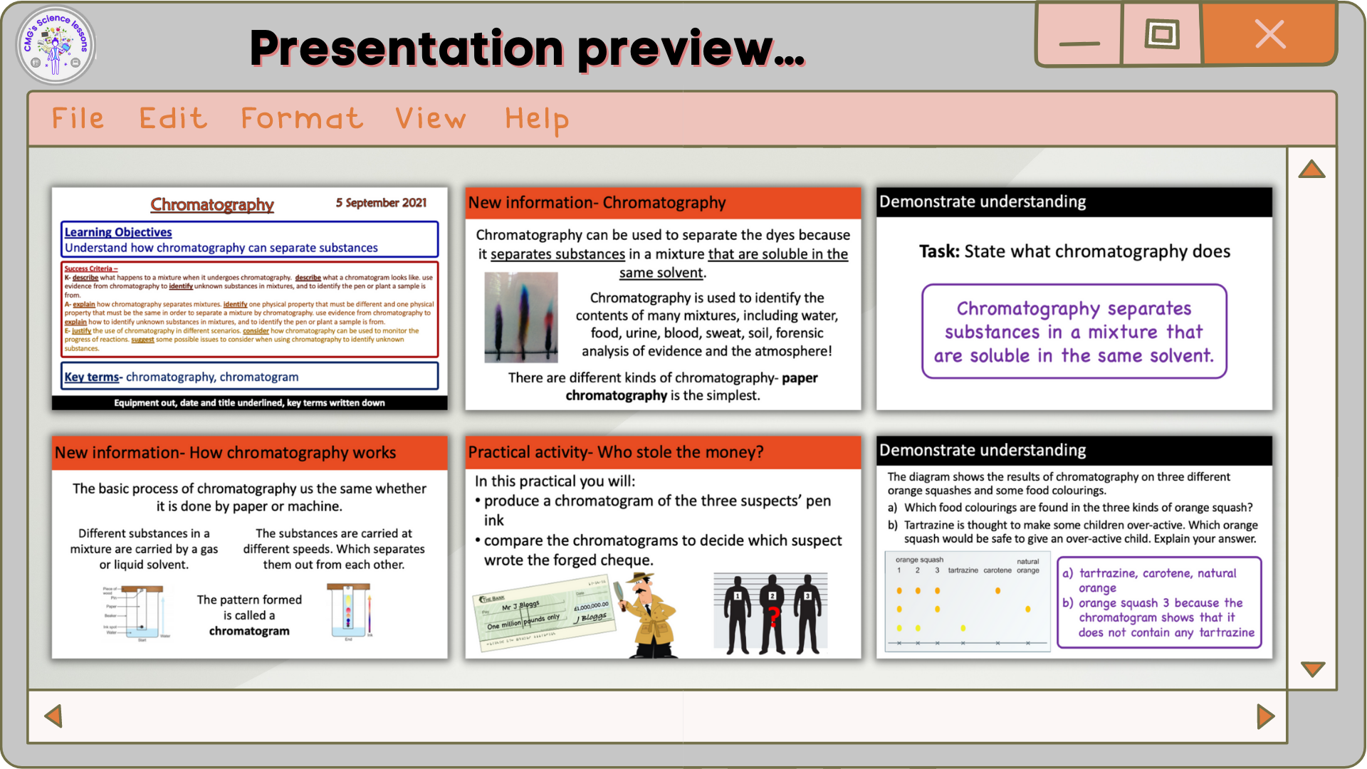 Chromatography Teaching Resources