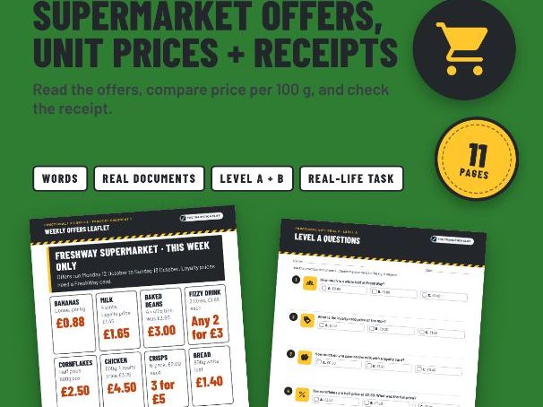 Supermarket Offers + Unit Prices: Weekly Shop in £ - SEND KS3 KS4 Post-16 (UK)