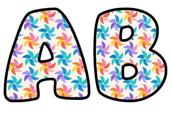 Pinwheels Pastel Cream Bubble Letters | Patterned Bulletin Board Letters | Classroom Display Pack
