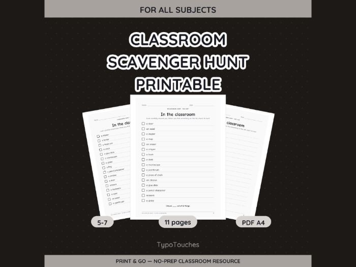Classroom Scavenger Hunt Printable | 11 pp