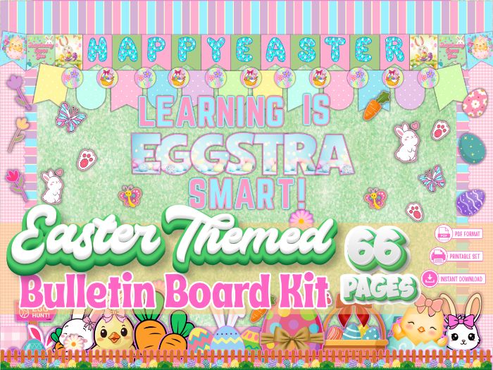 Complete Easter Bulletin Board Kit – Classroom Decoration & Student Cut-and-Assemble Spring Display