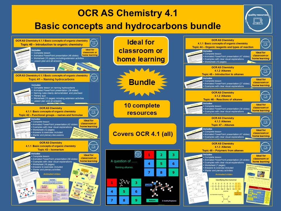 Basic concepts and hydrocarbons bundle OCR AS Chemistry