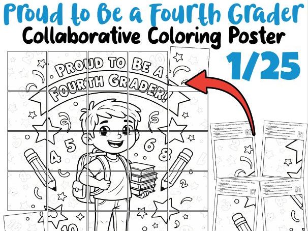 Proud to Be a Fourth Grader Collaborative Coloring Poster | Classroom Celebration