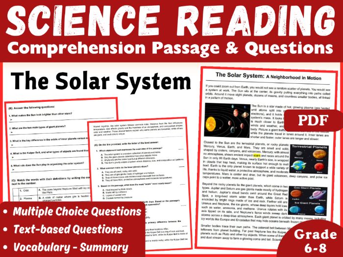 Science Reading Comprehension Passage - The Solar System
