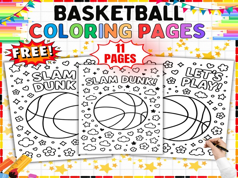 Free Basketball Coloring Pages | 11 Sports Sheets | Early Finisher Activity