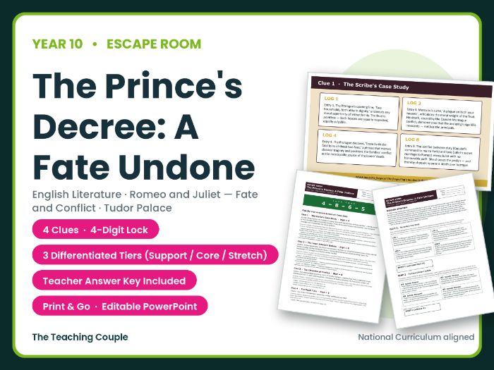 Romeo & Juliet Escape Room | Fate & Conflict | Y10 GCSE | KS4 / GCSE
