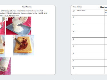 Swiss Roll Activity sheet