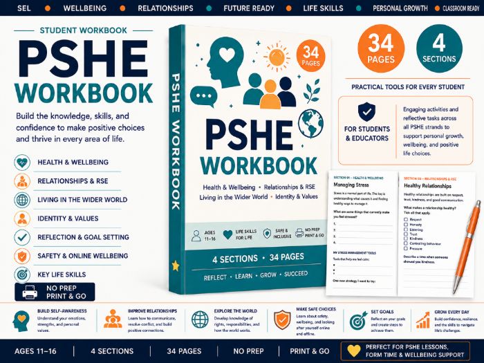 PSHE Workbook | KS3–KS4 Health, Relationships, RSE & Life Skills Activities