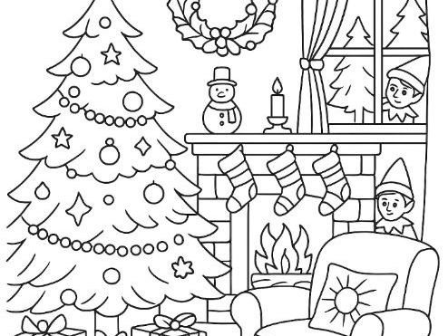 Bundle of 12 Elf on the Shelf Christmas Holidays Coloring Sheets