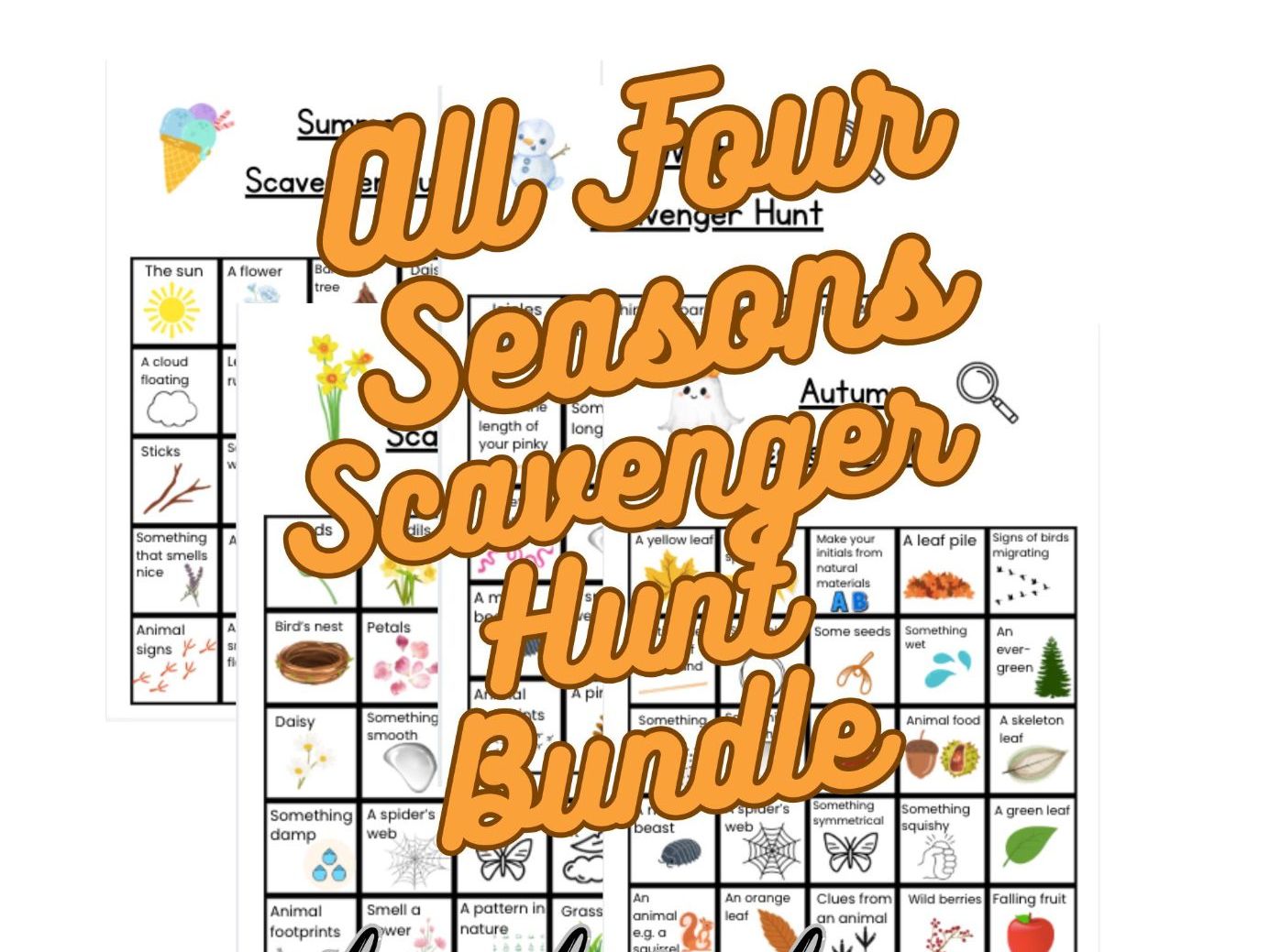 Seasons Outdoor Scavenger Hunt Autumn Spring Summer Winter Bundle