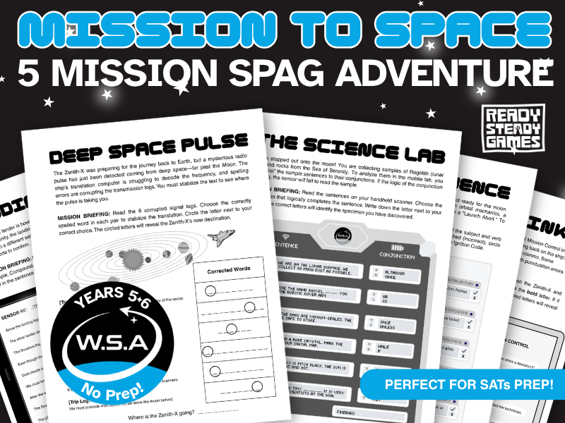 KS2 SPAG Worksheets & Activities | Puzzle Pack Y5 Y6 | Mission to Space