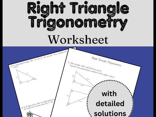 Right Triangle Trigonometry Worksheet (with solutions)