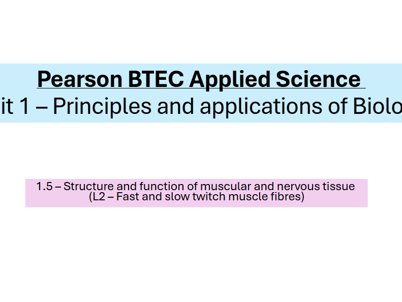 1.5 Fast and slow twitch muscle fibres - structure and function of muscular and nervous tissue