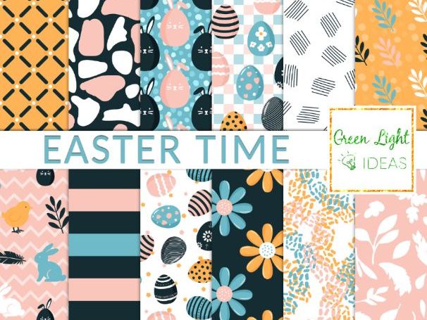 Boho Easter Time Spring Digital Papers