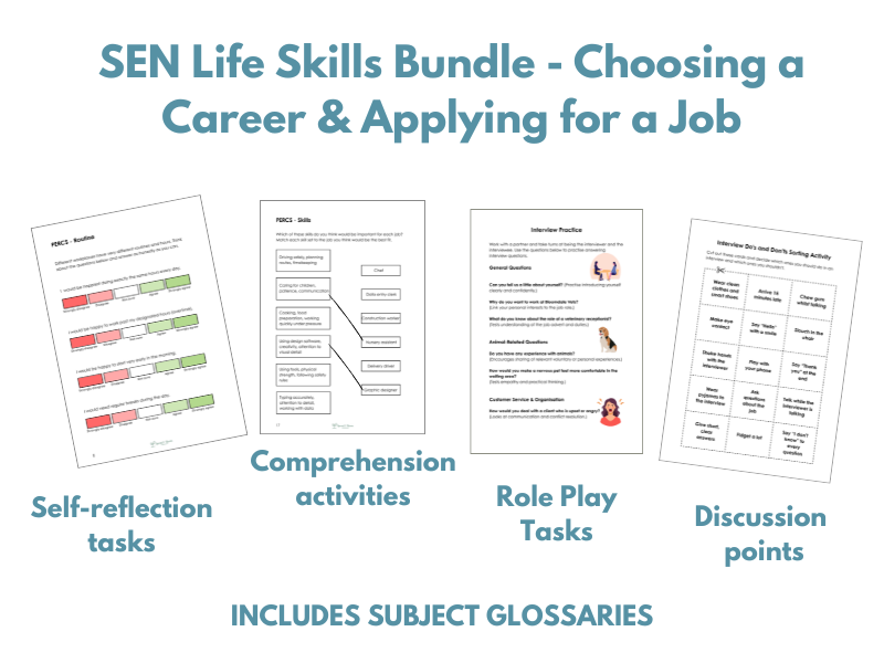SEN Life Skills Careers Bundle – Choosing a Career & Applying for a Job | Employability Skills | SEND