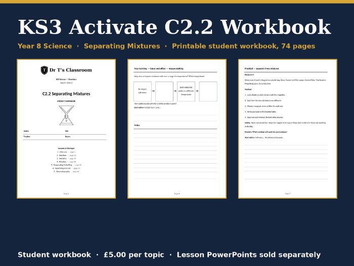 KS3 Activate C2.2 Separating Mixtures Student Workbook