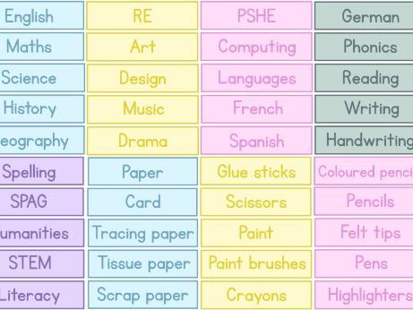 90 Classroom Tray & Resource Labels