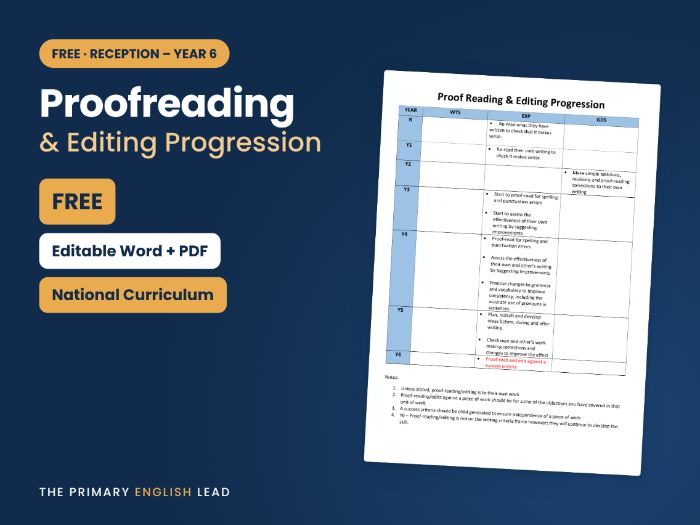 FREE Proofreading & Editing Progression | Reception–Year 6 | KS1 KS2
