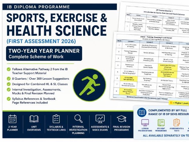 IB DP Sports, Exercise and Health Science (First Assessment 2026) – Two-Year Year Planner