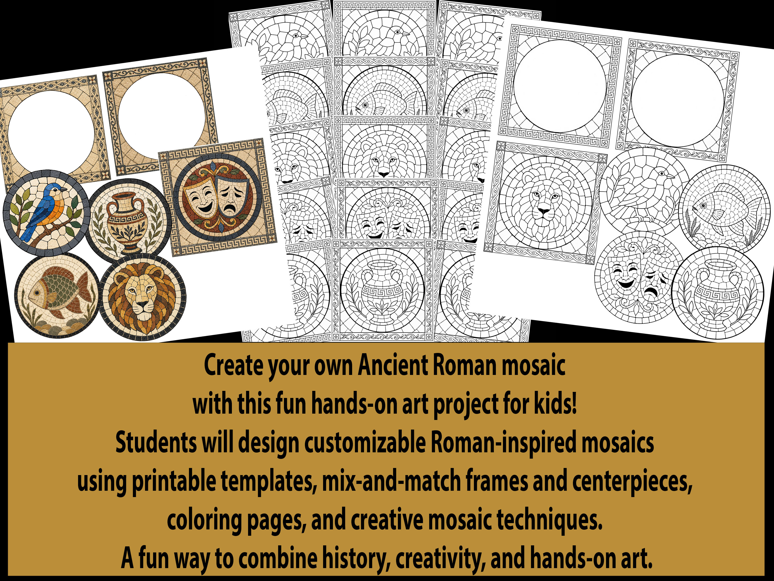 Roman Mosaic Art Project, Ancient Rome Printable Art Activity ...