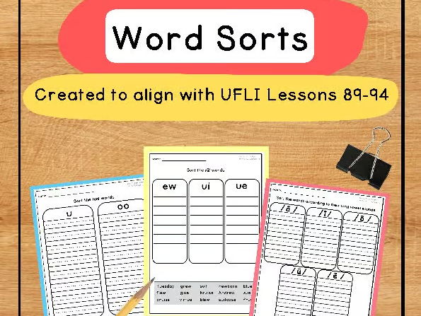 Vowel Teams Word Sorts | UFLI-Aligned Worksheets | Lessons 89-94