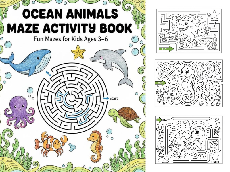 Ocean Animals Maze Activity Book