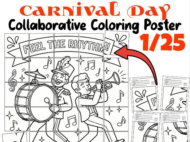 Carnival Day Collaborative Coloring Poster | Music & Magic Classroom Fun