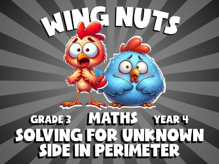 Solving for Unknown Side in Perimeter WING NUTS Maths Game | No-Prep Year 4 Review Activity