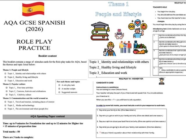 AQA GCSE 2026_ Role Play practice_ Spanish _ Higher