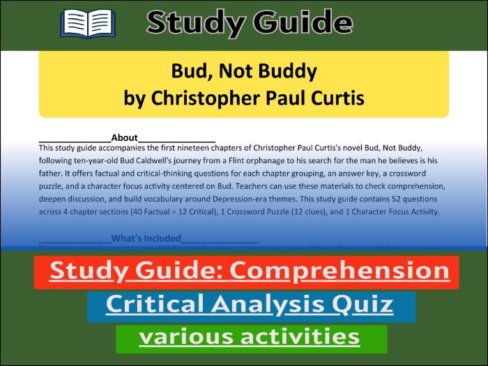 Bud, Not Buddy - Study Guide , Comprehension 91����t