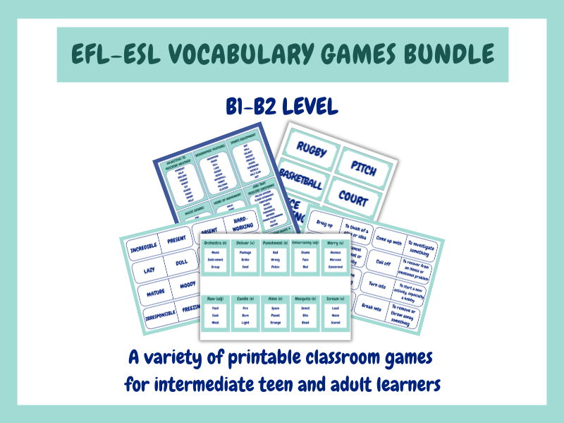 EFL-ESL Intermediate Vocabulary Games Bundle (B1–B2)