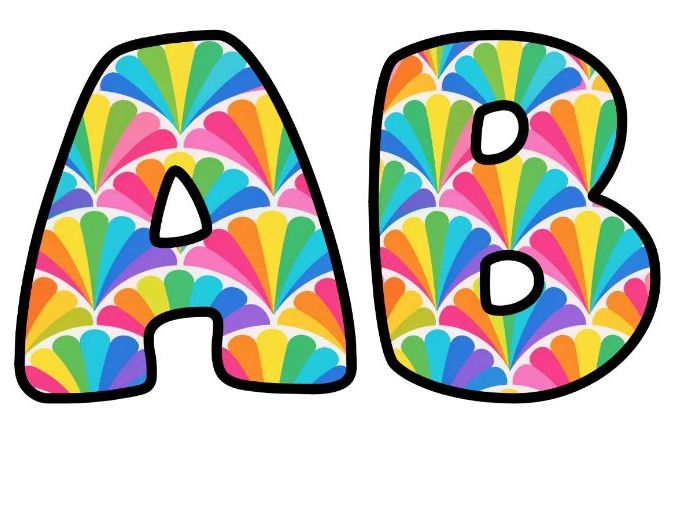 Rainbow Scallop Fans Bubble Letters | Rainbow Bulletin Board Letters | Classroom Display Pack