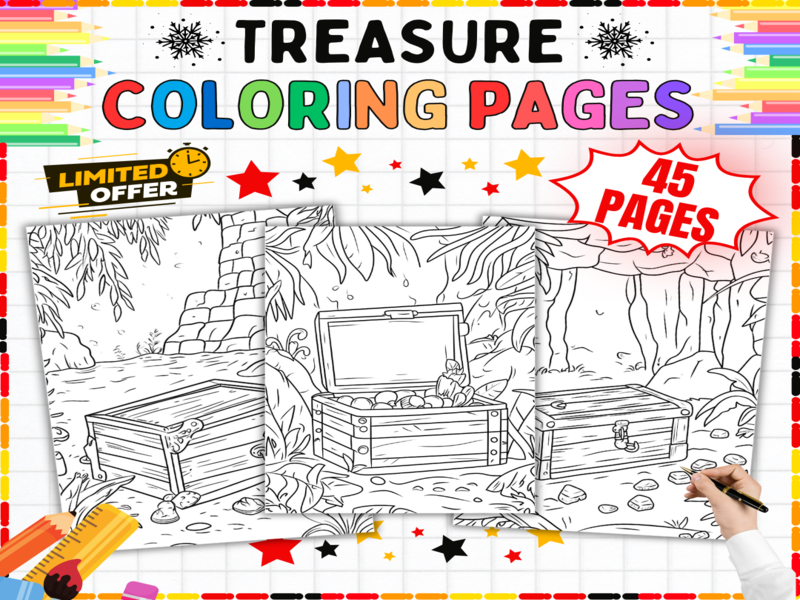 Treasure Colouring Pages - Pirate Adventure Printables | Fine Motor Skills Activities for Kids