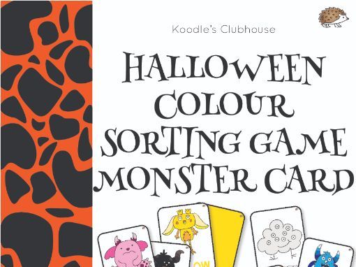Halloween colour sorting game monster cards