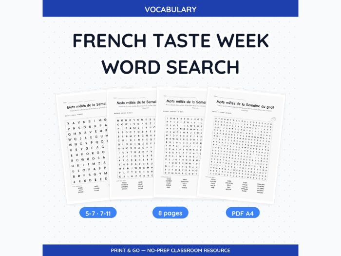 French Taste Week Word Search | 8 Sheets