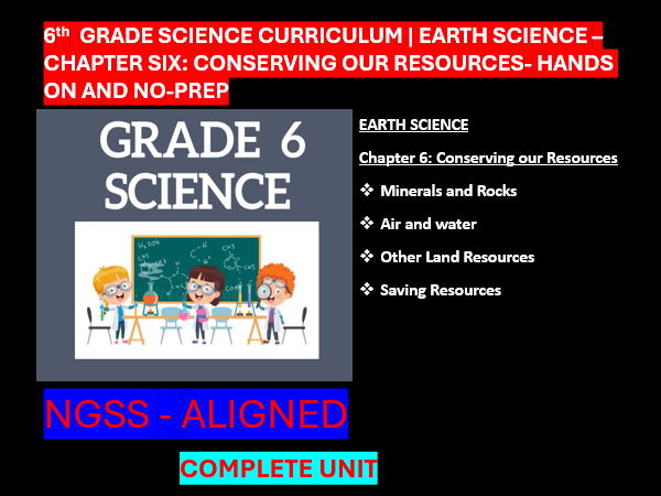 Grade 6 Science Curriculum Earth Science -CONSERVING OUR RESOURCES | NGSS