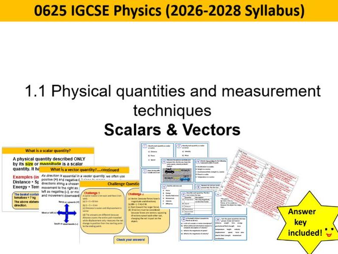 Scalars & Vectors- Lesson plan and task cards (with answers)