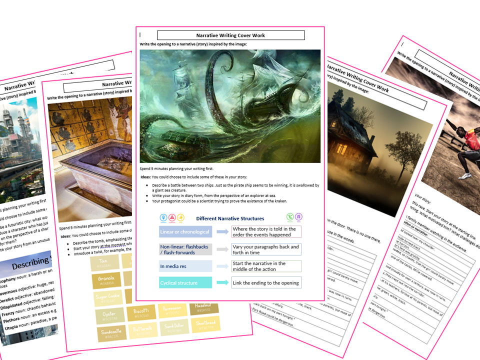 Narrative Writing Sheets: Cover or Homework