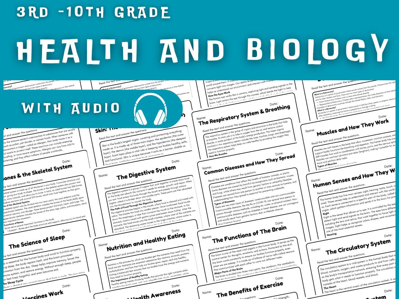 Cells, Genetics & Internal Processes Reading Worksheet Bundle ...