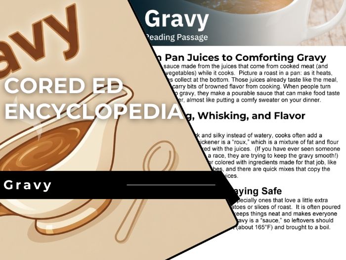 Gravy Reading Comprehension Passage - Cored Ed Encyclopedia
