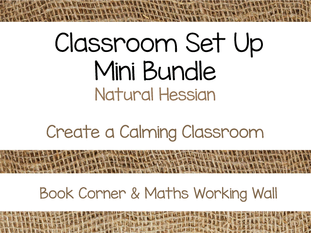 Natural Hessian Maths Working Wall & Book Corner Mini Bundle